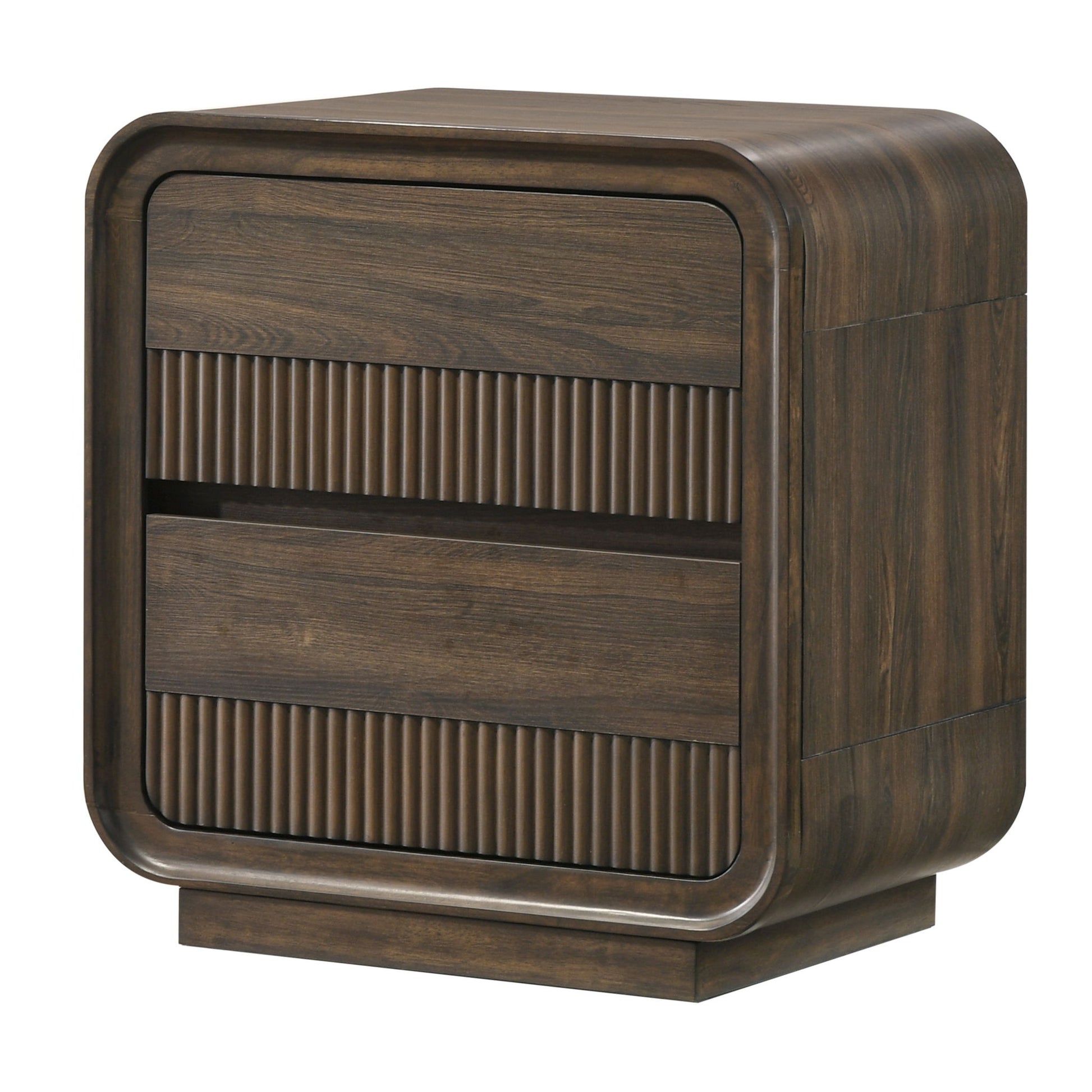 Flair Rounded Edges Nightstand, 2 Drawer Storage - Brown - The Sleep Loft - Online Mattress Showroom NYC