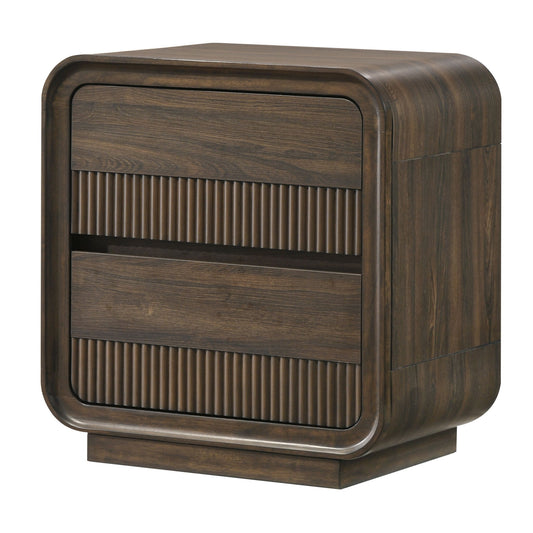 Flair Rounded Edges Nightstand, 2 Drawer Storage - Brown - The Sleep Loft - Online Mattress Showroom NYC