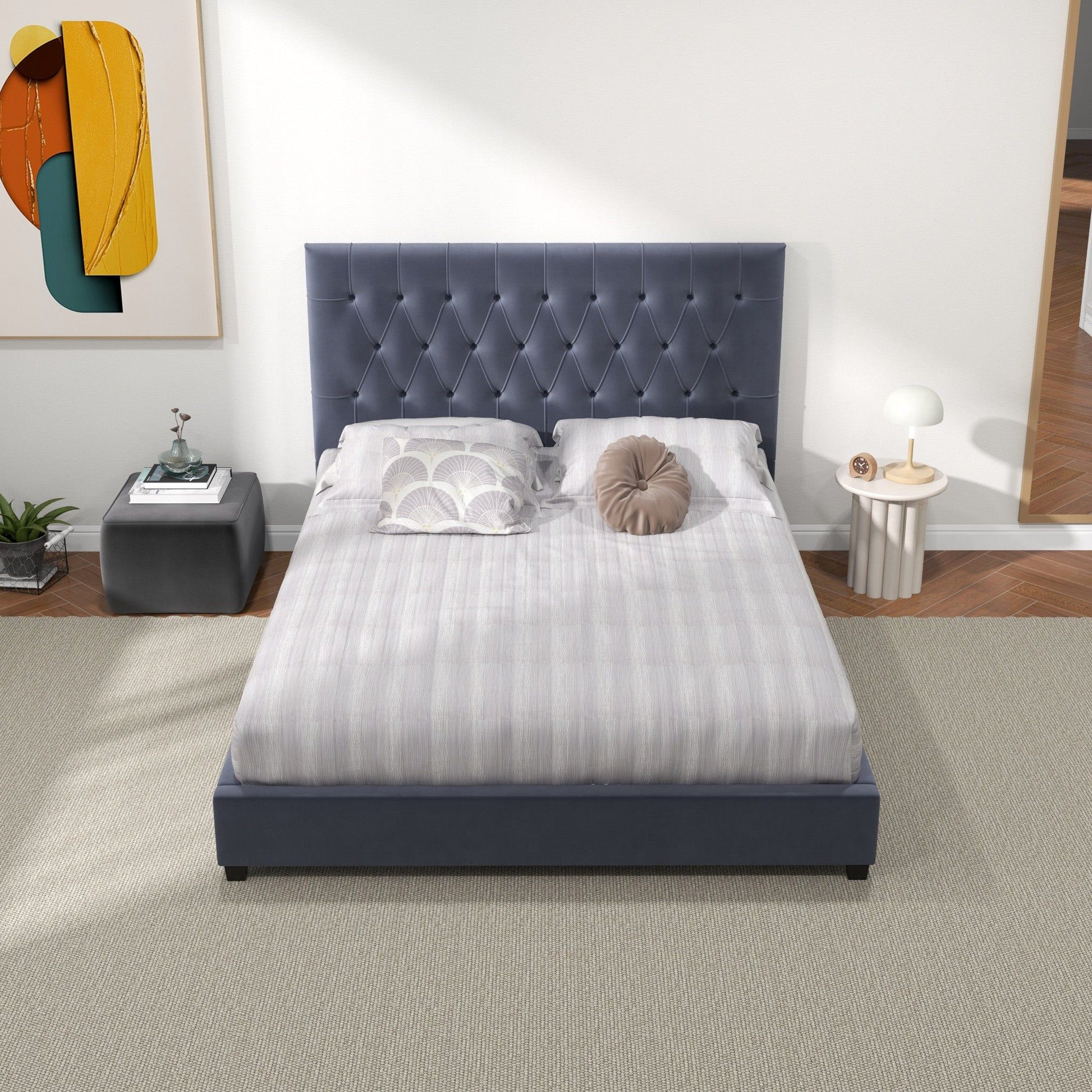 Donald - Mid-Century Modern Upholstered Platform Bed - The Sleep Loft - Online Mattress Showroom NYC