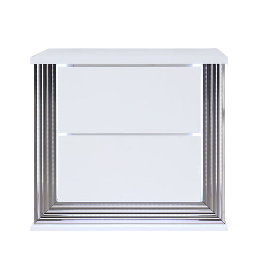 Moon - Smooth Nightstand With LED - White - The Sleep Loft - Online Mattress Showroom NYC