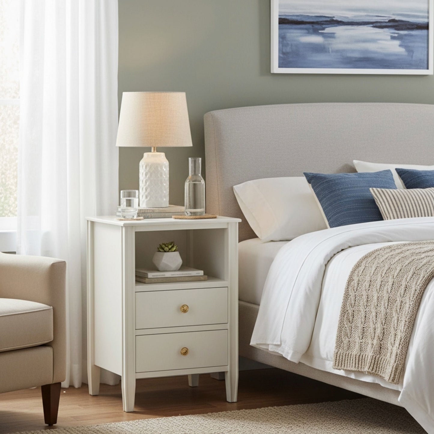 Winston - 2 Drawer Storage Nightstand - The Sleep Loft - Online Mattress Showroom NYC
