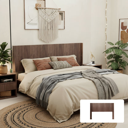 Queen Headboard Only, Fluted Panel Design - Walnut - The Sleep Loft - Online Mattress Showroom NYC