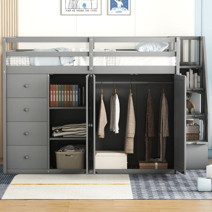 Loft Bed With Built In Wardrobes, Cabinets And Drawers - The Sleep Loft - Online Mattress Showroom NYC