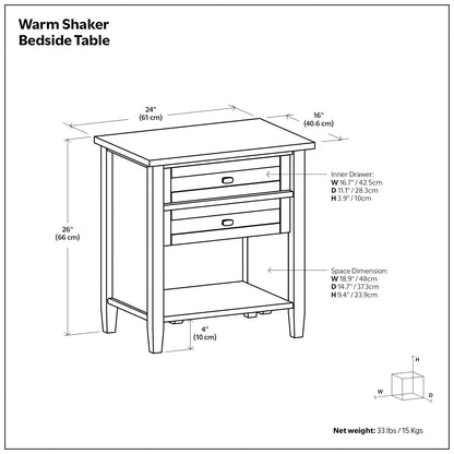 Warm Shaker - Handcrafted Bedside Table - The Sleep Loft - Online Mattress Showroom NYC