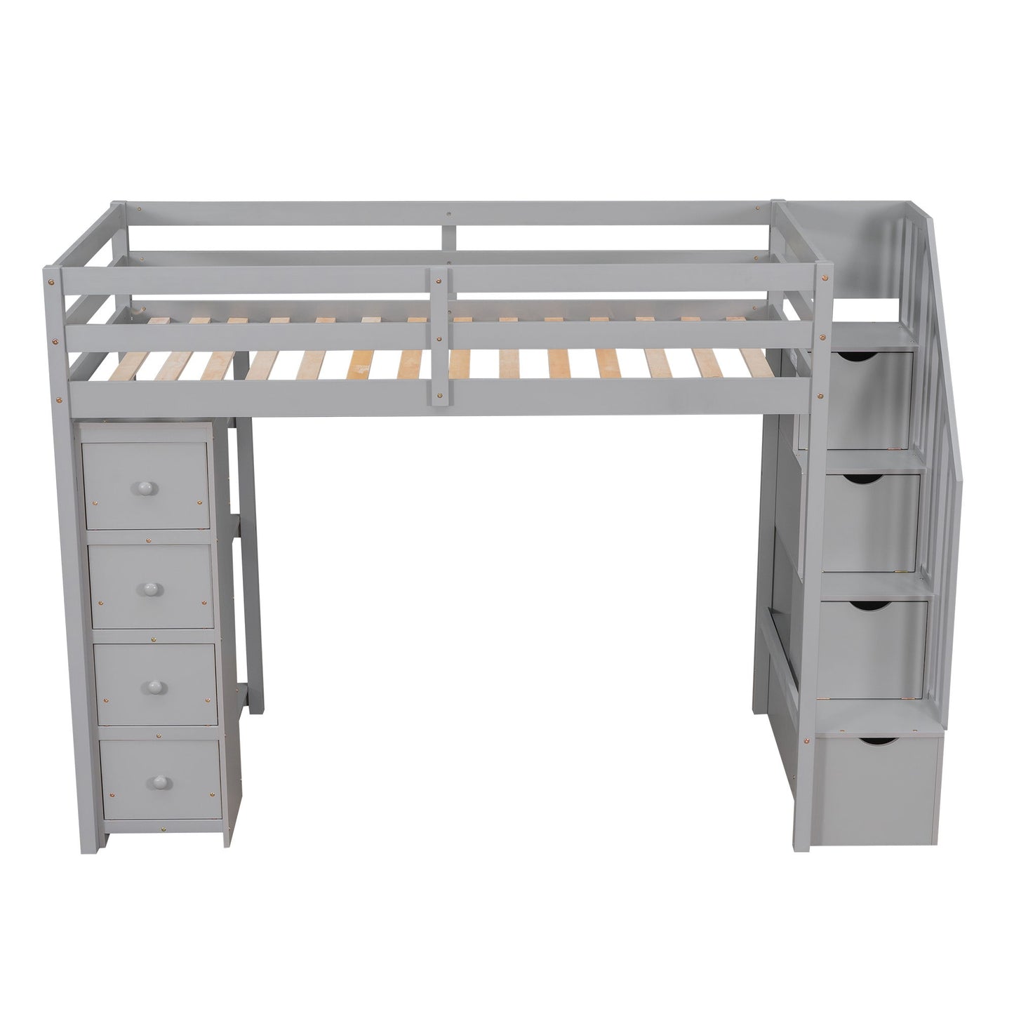 Loft Bed With Storage Drawers And Stairs With Shelves - The Sleep Loft - Online Mattress Showroom NYC