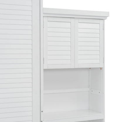 Queen Size Murphy Bed With Louvered Design And Multiple Storage Shelves - White - The Sleep Loft - Online Mattress Showroom NYC