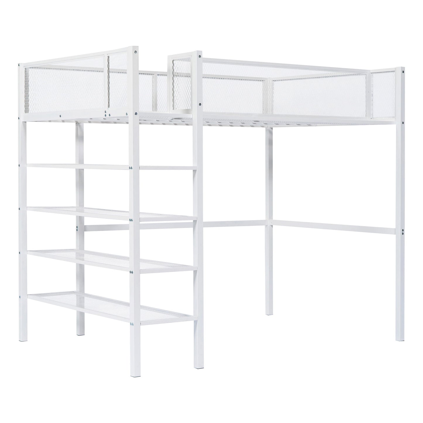 Loft Bed With 4 Tier Shelves And Storage - The Sleep Loft - Online Mattress Showroom NYC