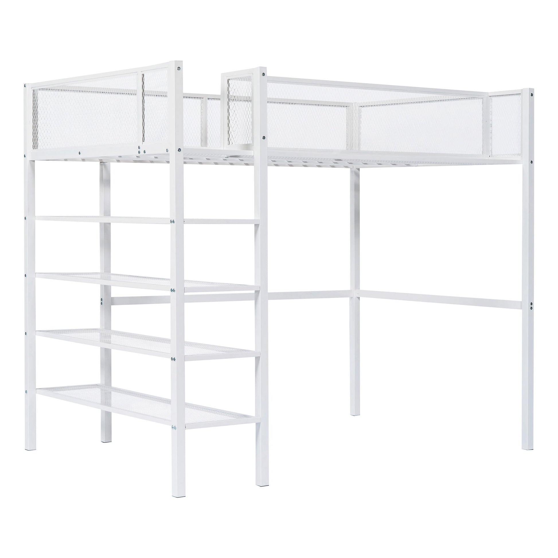 Loft Bed With 4 Tier Shelves And Storage - The Sleep Loft - Online Mattress Showroom NYC