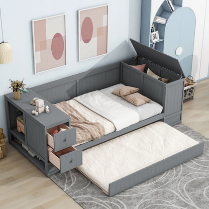 Daybed With Storage Arms, Trundle And Charging Station - The Sleep Loft - Online Mattress Showroom NYC