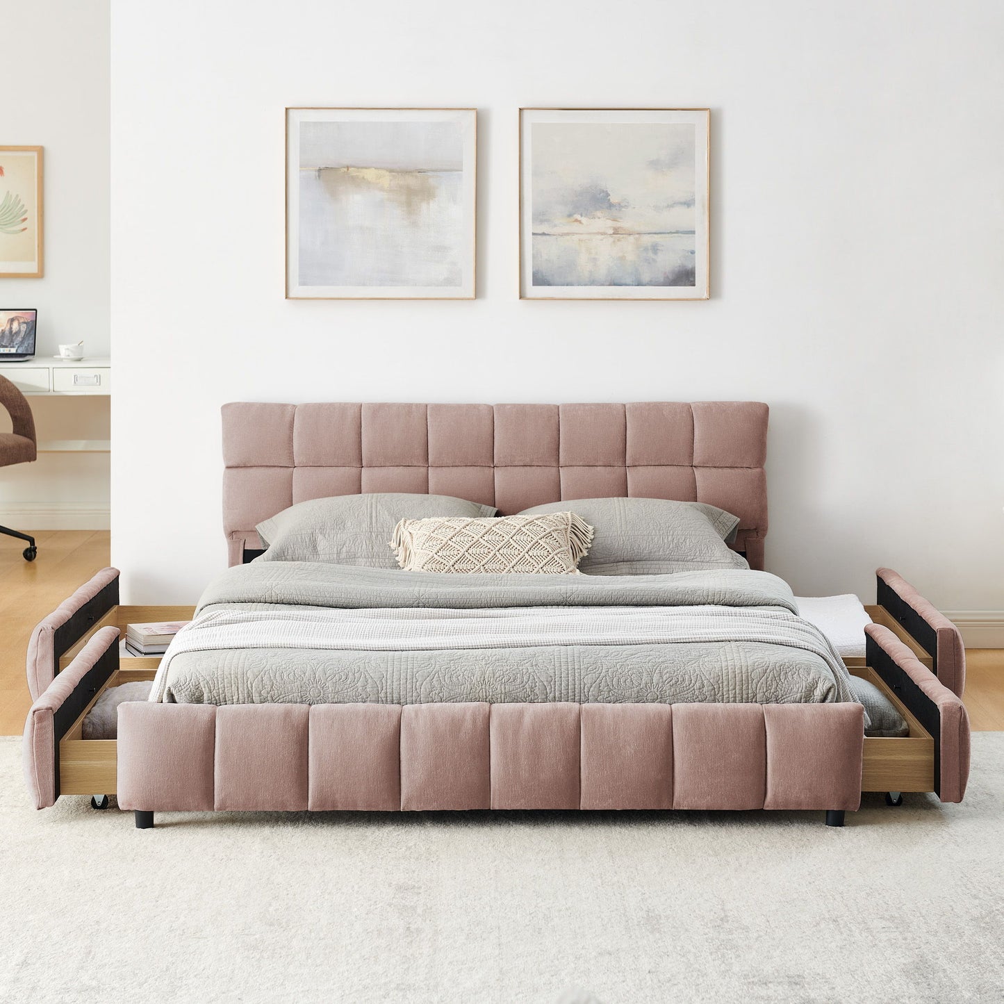 Modern Platform Bed Frame With Thick Fabric - The Sleep Loft - Online Mattress Showroom NYC