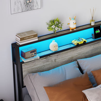 Bed Frame With RGB LED Light And Charging Station - The Sleep Loft - Online Mattress Showroom NYC
