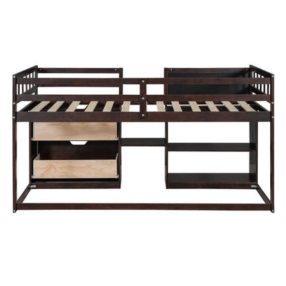 Low Loft Bed With Rolling Desk, Shelf And Drawers - The Sleep Loft - Online Mattress Showroom NYC