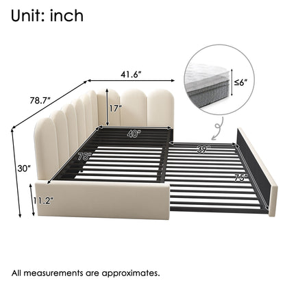 Upholstered Daybed With Metal Slatted Base - The Sleep Loft - Online Mattress Showroom NYC