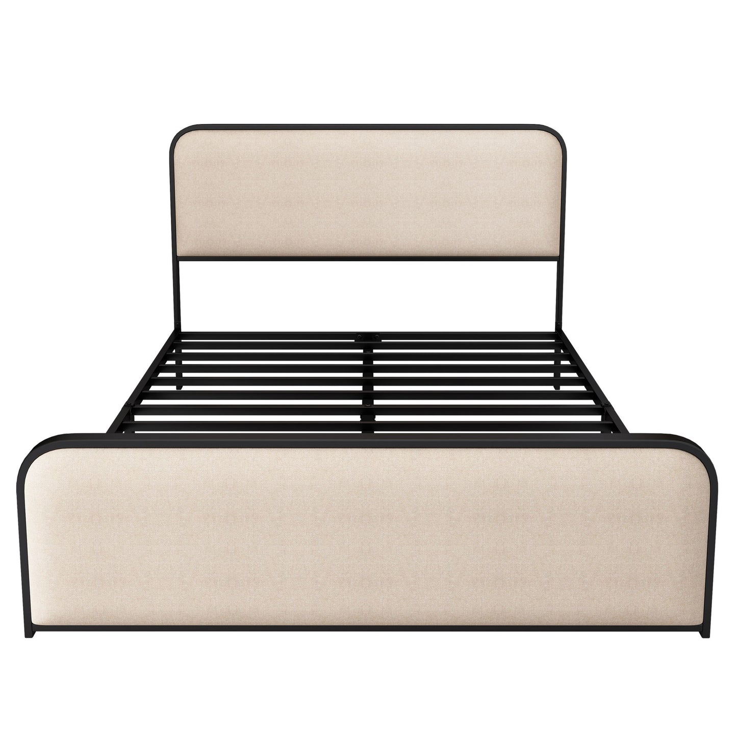 Modern Bed With Curved Upholstered Headboard And Footboard, Heavy Duty Metal Slats - The Sleep Loft - Online Mattress Showroom NYC