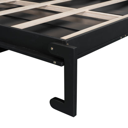 French Style Murphy Platform Bed With Shelf, Side Cabinets, Drawers And LED - The Sleep Loft - Online Mattress Showroom NYC