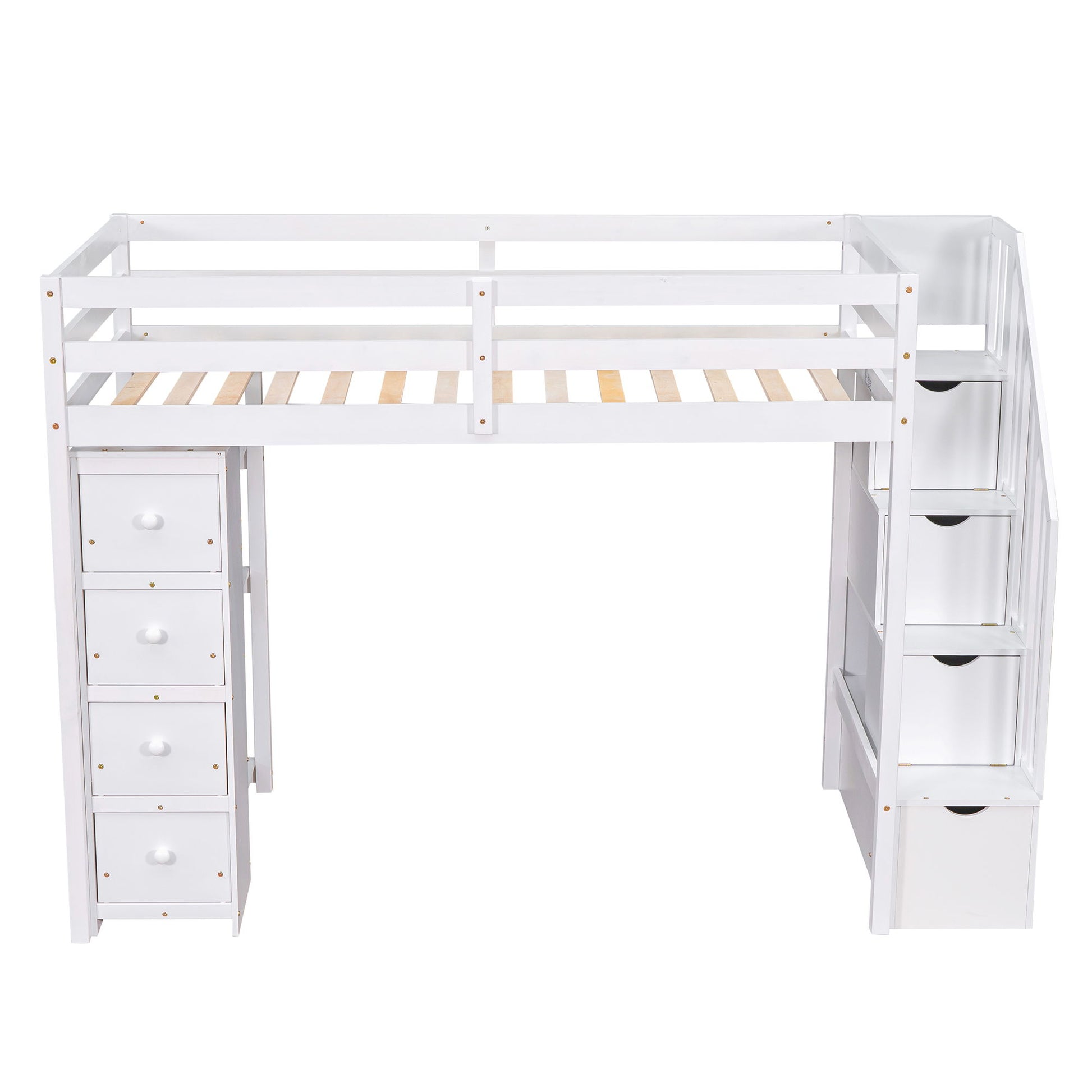 Loft Bed With Storage Drawers And Stairs With Shelves - The Sleep Loft - Online Mattress Showroom NYC