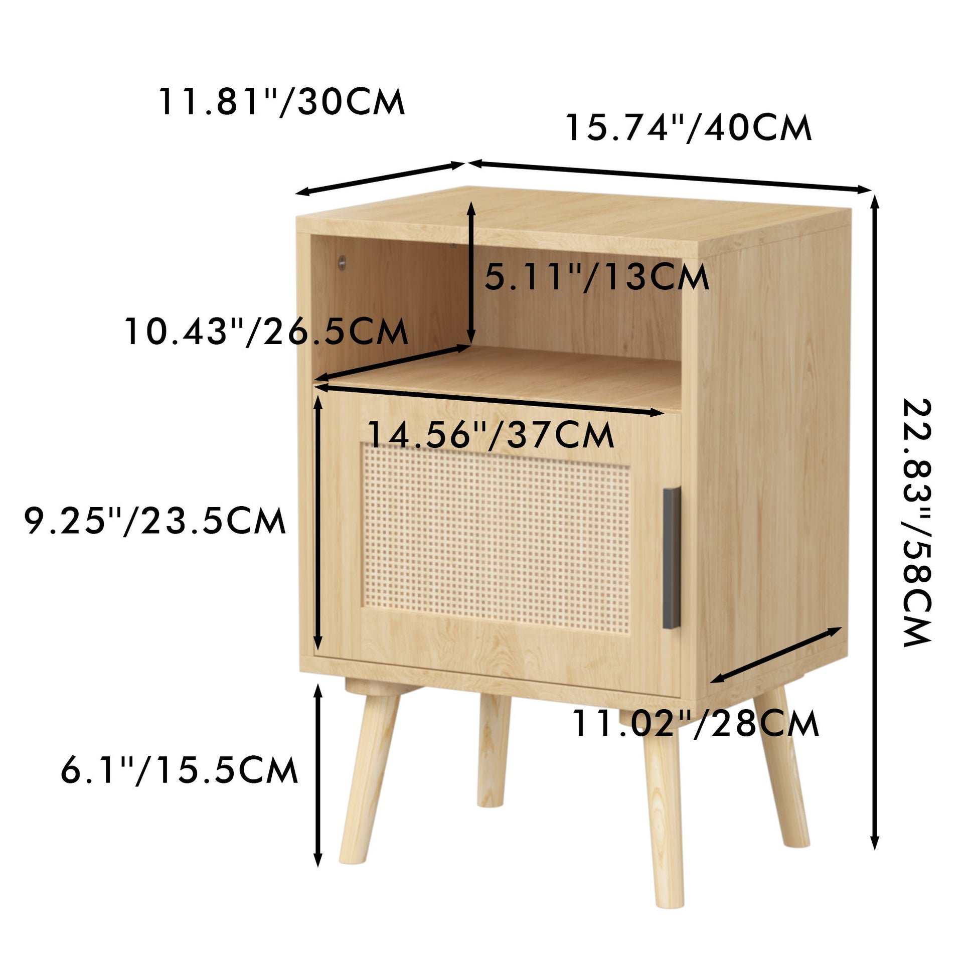 Nightstand, Side Table With Door And Open Shelf For Bedroom - Oak - The Sleep Loft - Online Mattress Showroom NYC