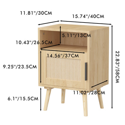 Nightstand, Side Table With Door And Open Shelf For Bedroom - Oak - The Sleep Loft - Online Mattress Showroom NYC