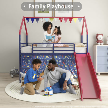 Jack - House Loft Bed With Slide And Curtain Set - The Sleep Loft - Online Mattress Showroom NYC