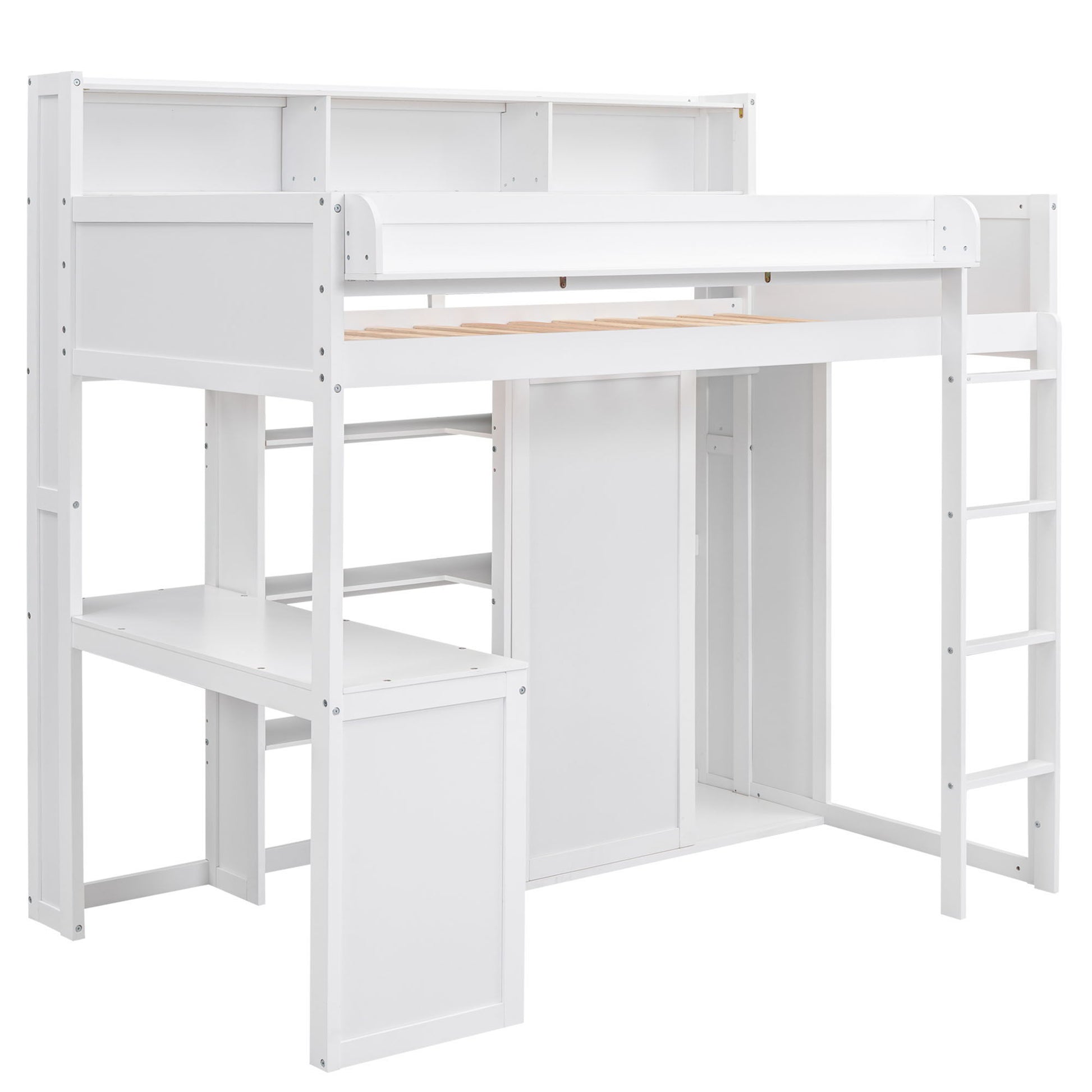 Loft Bed With Built In Desk, Storage Shelves, And Wardrobe - The Sleep Loft - Online Mattress Showroom NYC