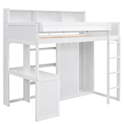 Loft Bed With Built In Desk, Storage Shelves, And Wardrobe - The Sleep Loft - Online Mattress Showroom NYC