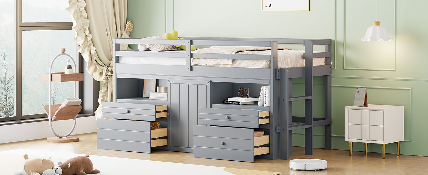 Loft Bed With 4 Drawers, Underneath Cabinet And Shelves - The Sleep Loft - Online Mattress Showroom NYC