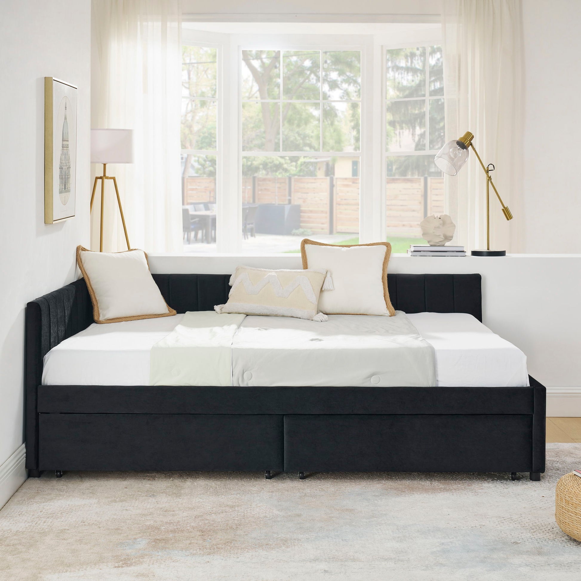 Upholstered Tufted Daybed Frame With Storage Drawers - The Sleep Loft - Online Mattress Showroom NYC