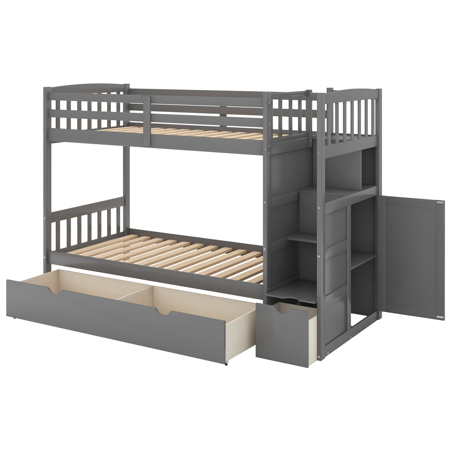 Bunk Bed, Convertible Bottom Bed, Storage Shelves And Drawers - The Sleep Loft - Online Mattress Showroom NYC