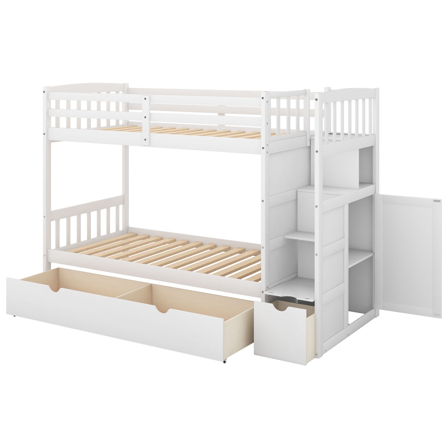 Bunk Bed, Convertible Bottom Bed, Storage Shelves And Drawers - The Sleep Loft - Online Mattress Showroom NYC