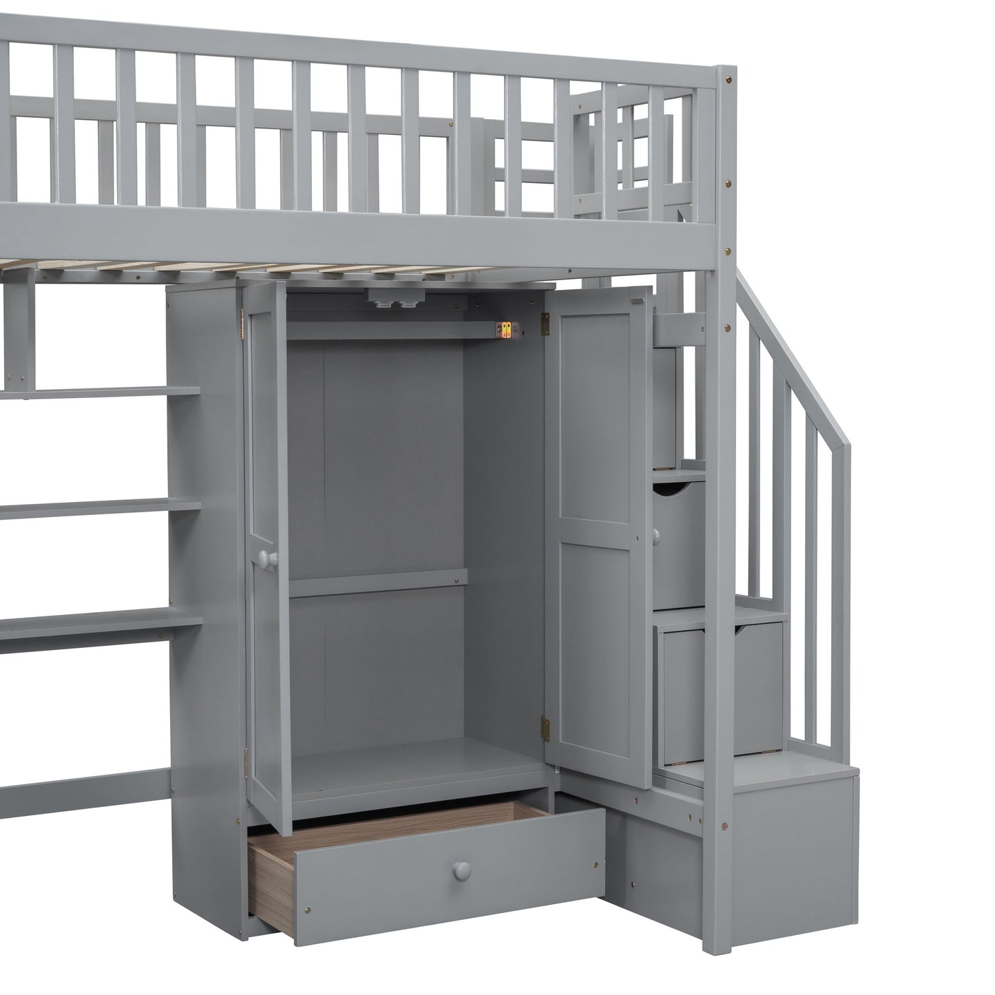 Loft Bed With Bookshelf, Drawers, Desk, And Wardrobe - The Sleep Loft - Online Mattress Showroom NYC