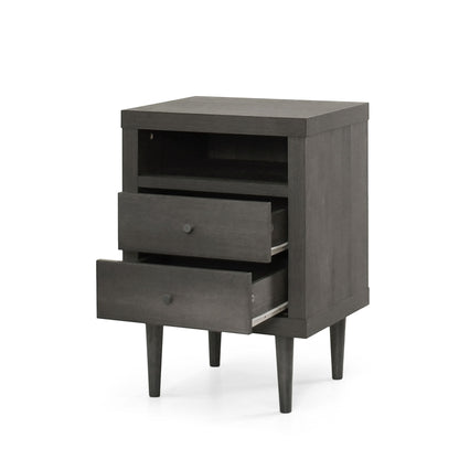 Nystrom - Mid Century Modern 2 Drawer Nightstand - The Sleep Loft - Online Mattress Showroom NYC