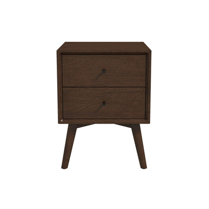 Caroline - Mid-Century Modern Style White Night Stand 2 Drawer - The Sleep Loft - Online Mattress Showroom NYC
