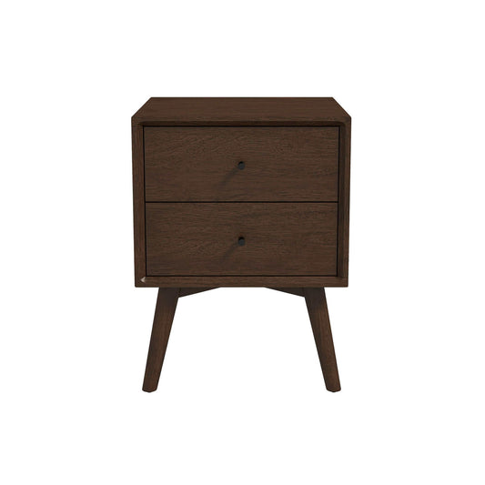 Caroline - Mid-Century Modern Style White Night Stand 2 Drawer - The Sleep Loft - Online Mattress Showroom NYC