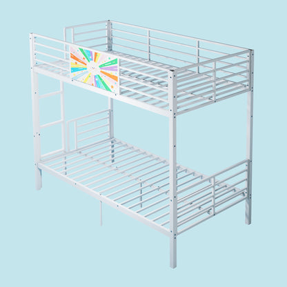 Bunk Bed, Convertible To 2 Separate Twin Size Beds & Full Length Guardrail & Ladder, No Box Spring Needed - White