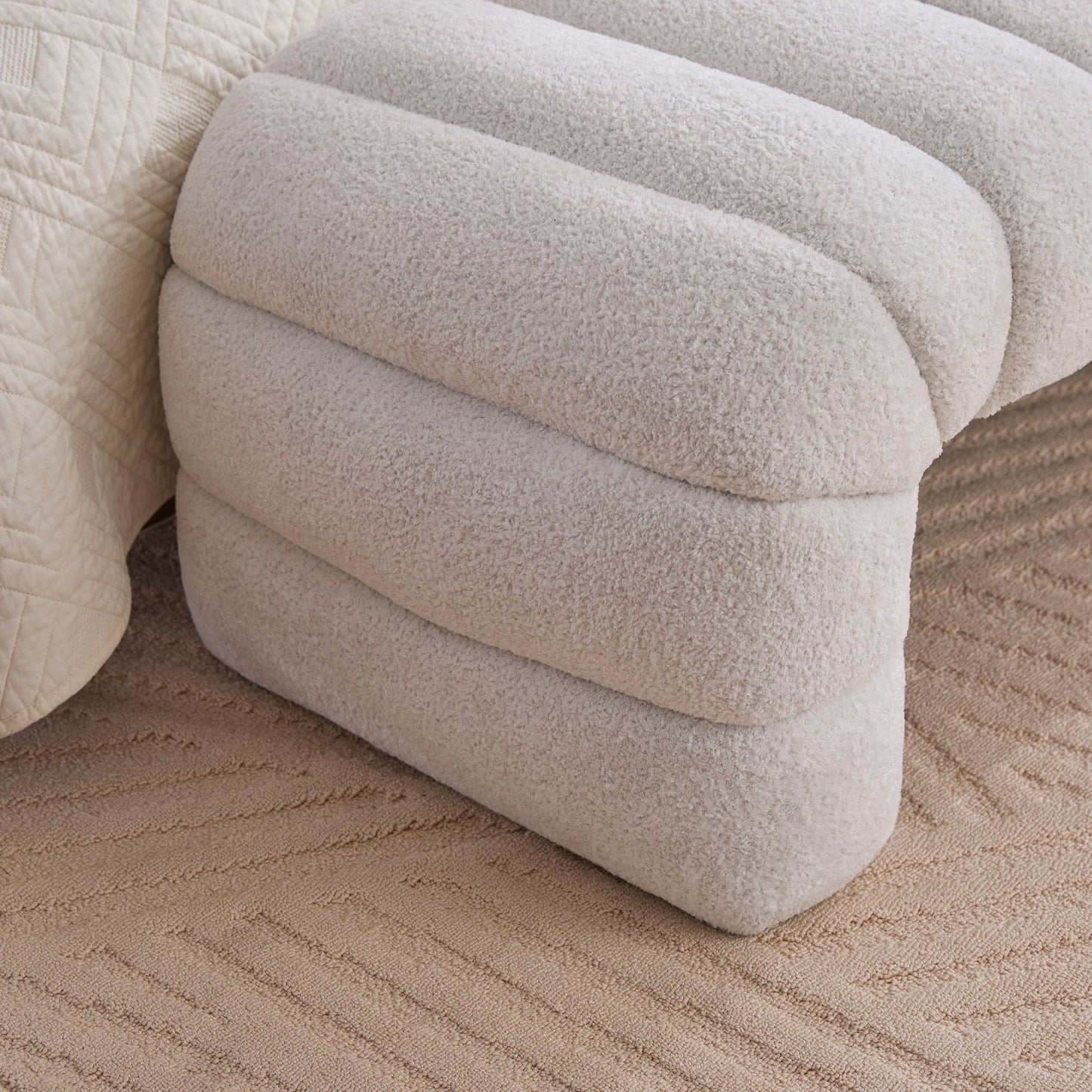 Modern Upholstered Armless Bed Bench With Channel Tufted Design - The Sleep Loft - Online Mattress Showroom NYC