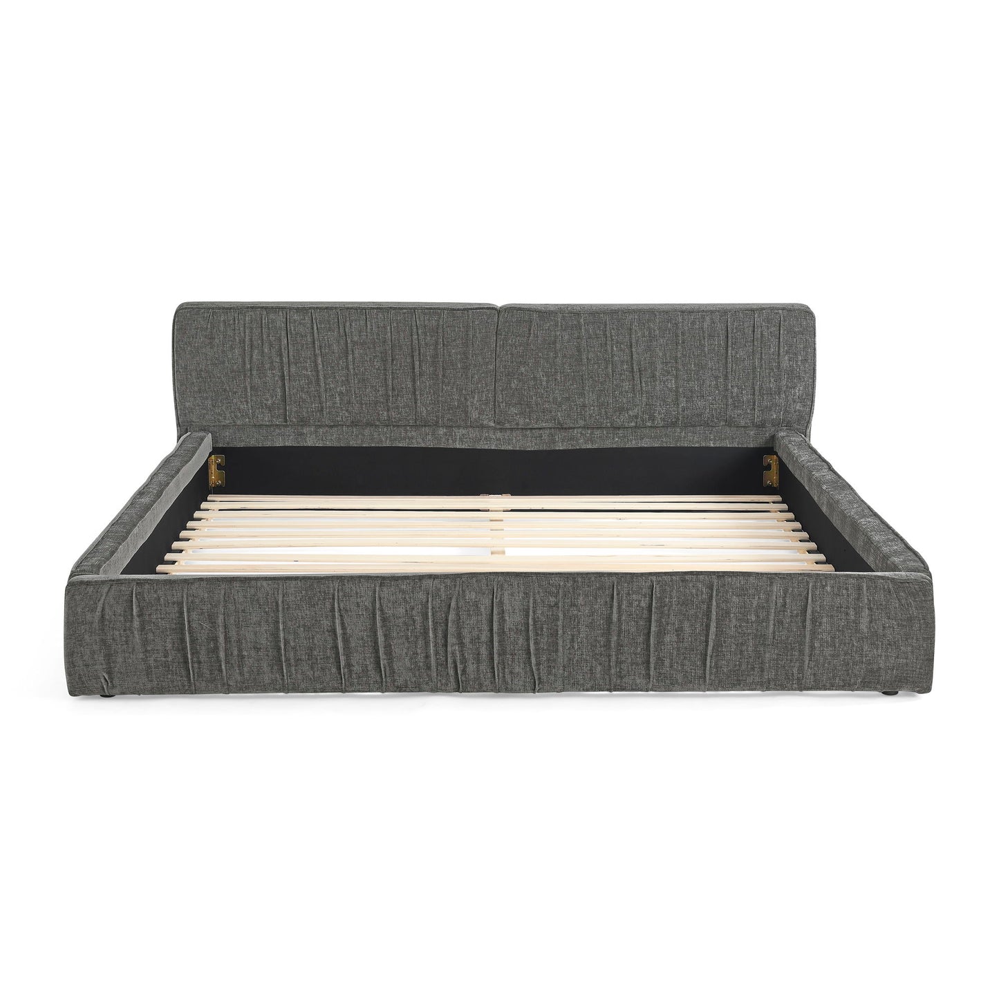Modern Upholstered Platform Bed Frame With Pleated Design - The Sleep Loft - Online Mattress Showroom NYC