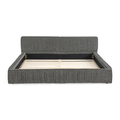 Modern Upholstered Platform Bed Frame With Pleated Design - The Sleep Loft - Online Mattress Showroom NYC