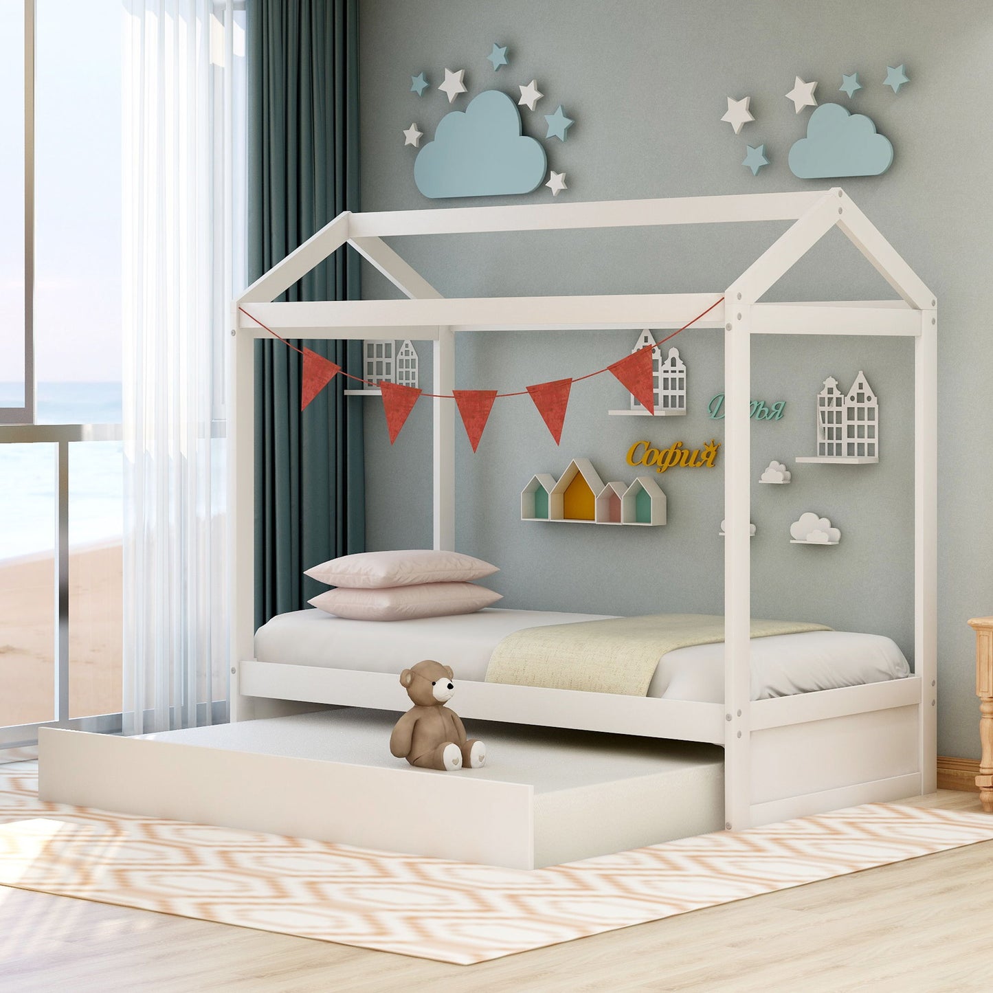 House Bed With Trundle In, Twin Size - White - The Sleep Loft - Online Mattress Showroom NYC