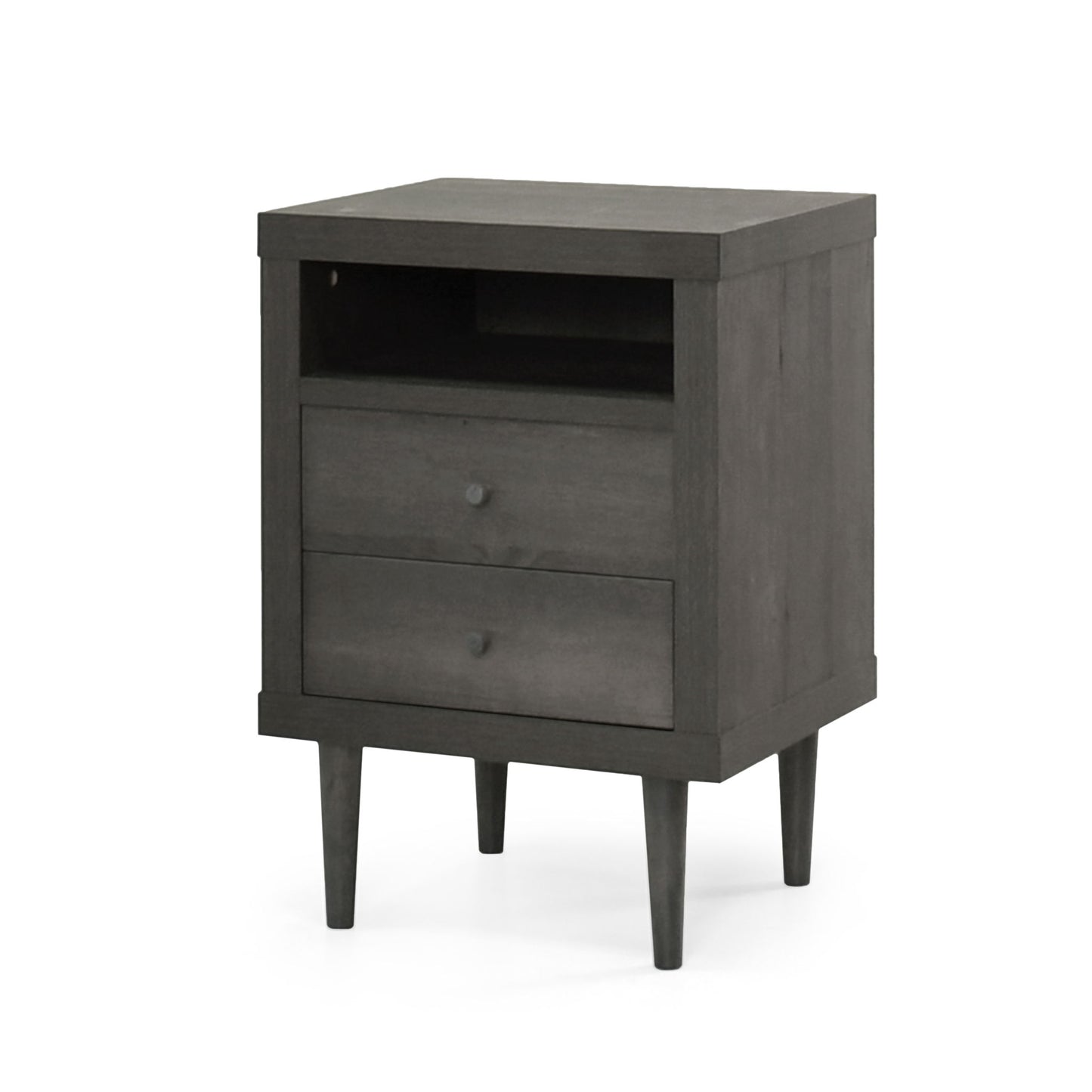 Nystrom - Mid Century Modern 2 Drawer Nightstand - The Sleep Loft - Online Mattress Showroom NYC