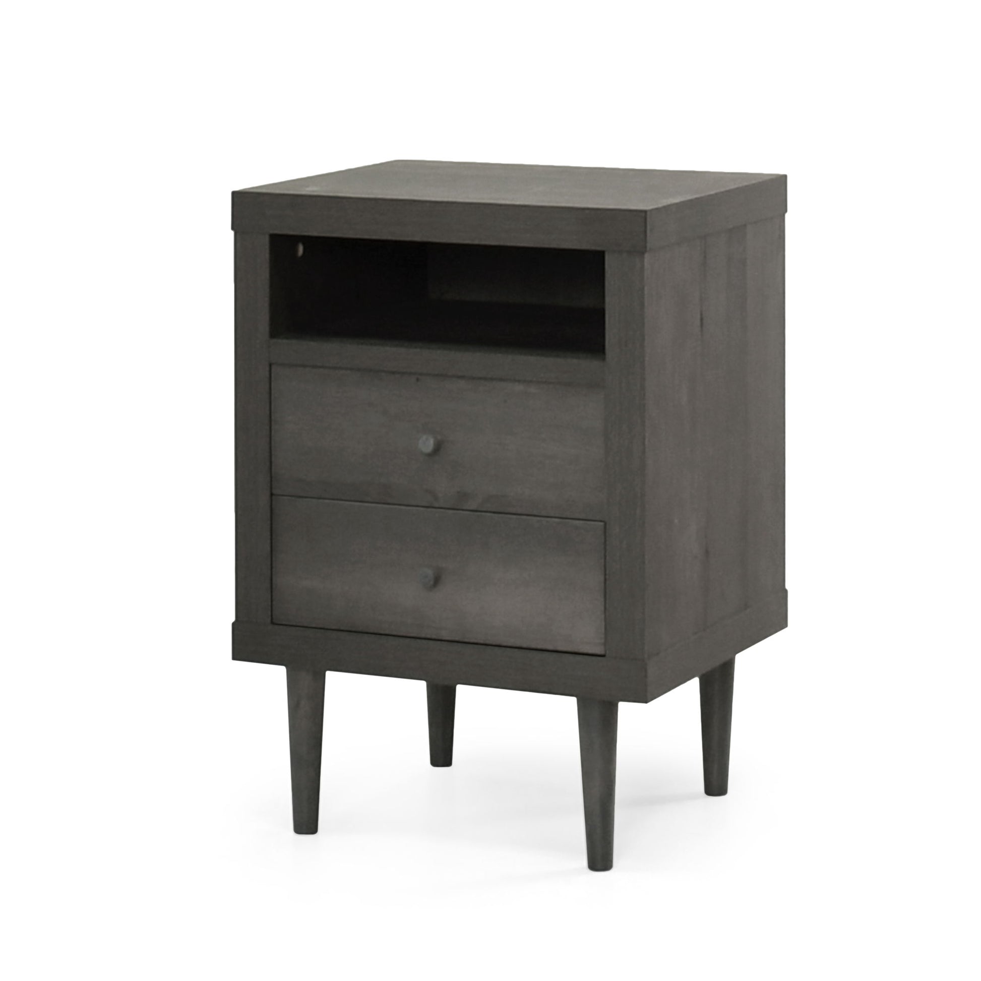Nystrom - Mid Century Modern 2 Drawer Nightstand - The Sleep Loft - Online Mattress Showroom NYC