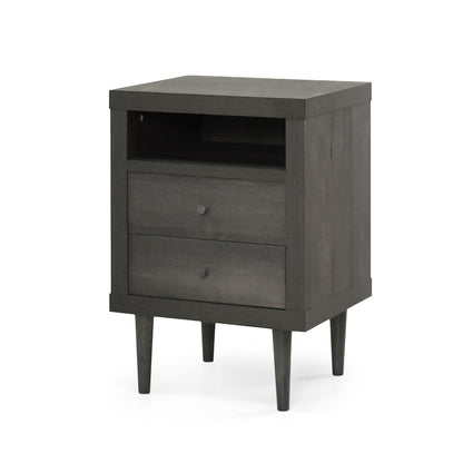 Nystrom - Mid Century Modern 2 Drawer Nightstand - The Sleep Loft - Online Mattress Showroom NYC