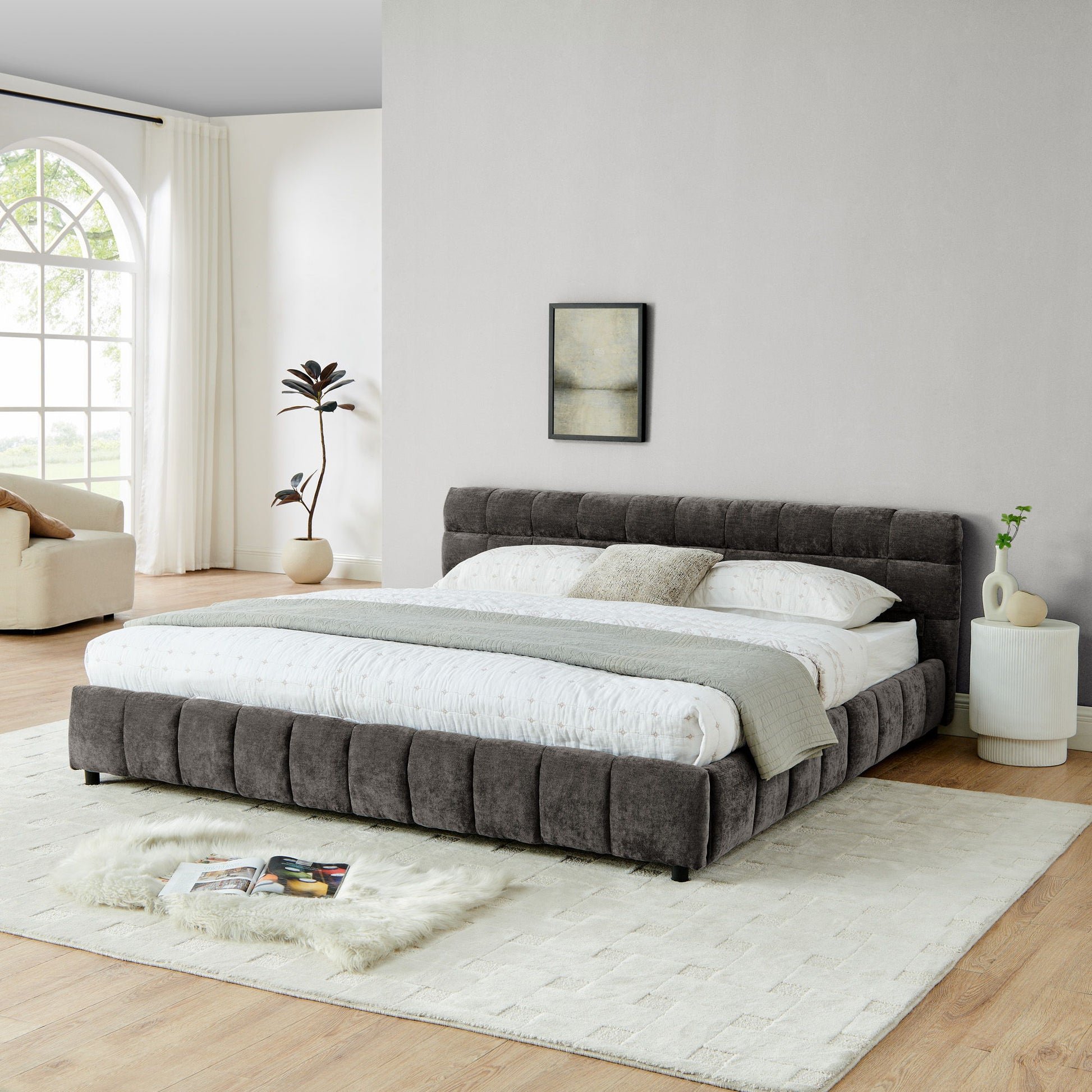 Modern Platform Bed Frame With Thick Fabric - The Sleep Loft - Online Mattress Showroom NYC