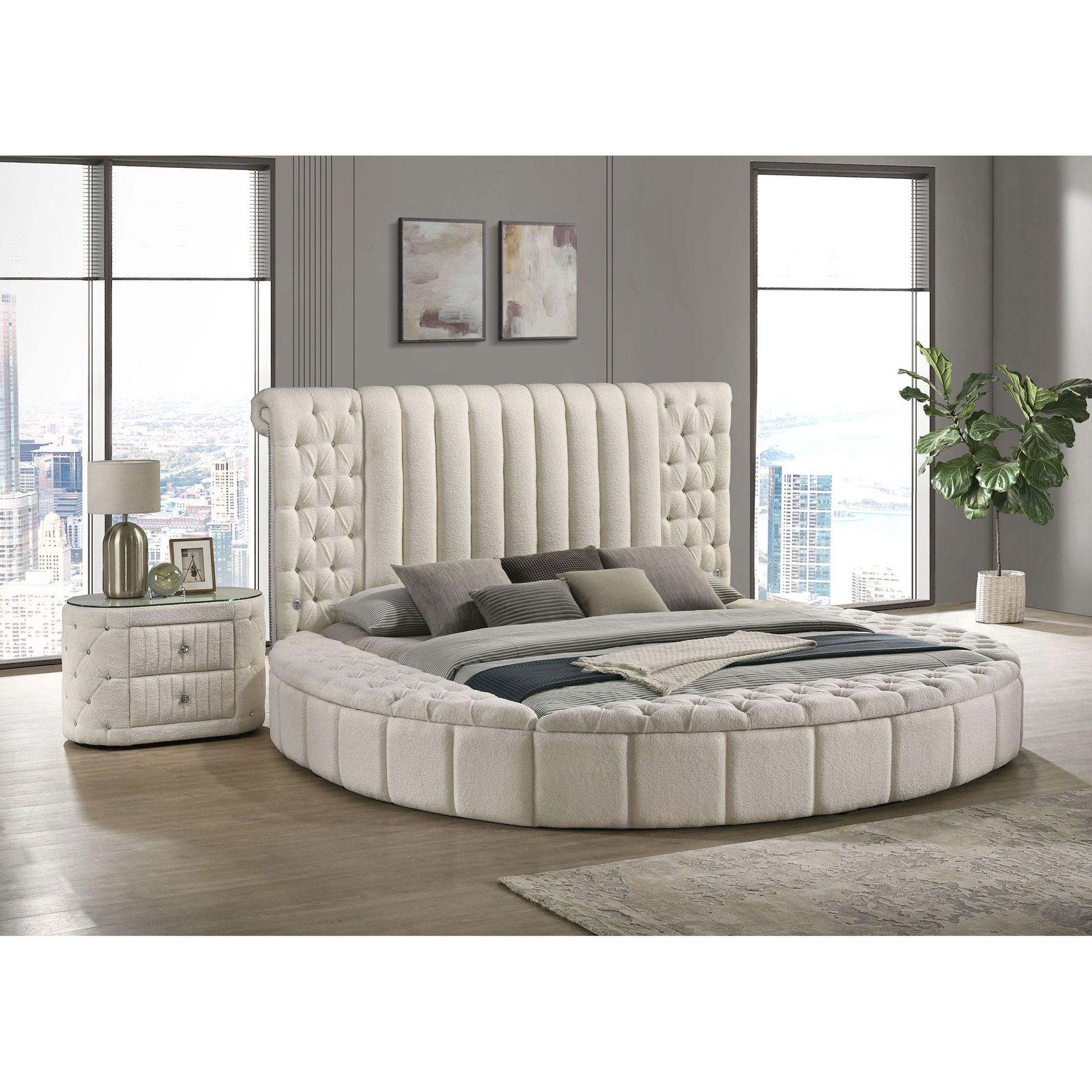 Santiago - Upholstered Round Storage Bed With Built In Charging Ports - The Sleep Loft - Online Mattress Showroom NYC
