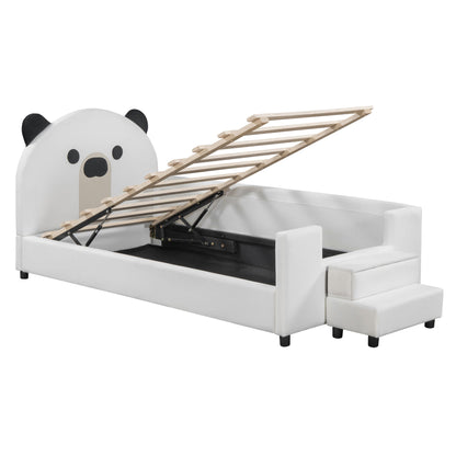 Upholstered Daybed With Bear Shaped Headboard, Hydraulic System And Breathable Fence - The Sleep Loft - Online Mattress Showroom NYC