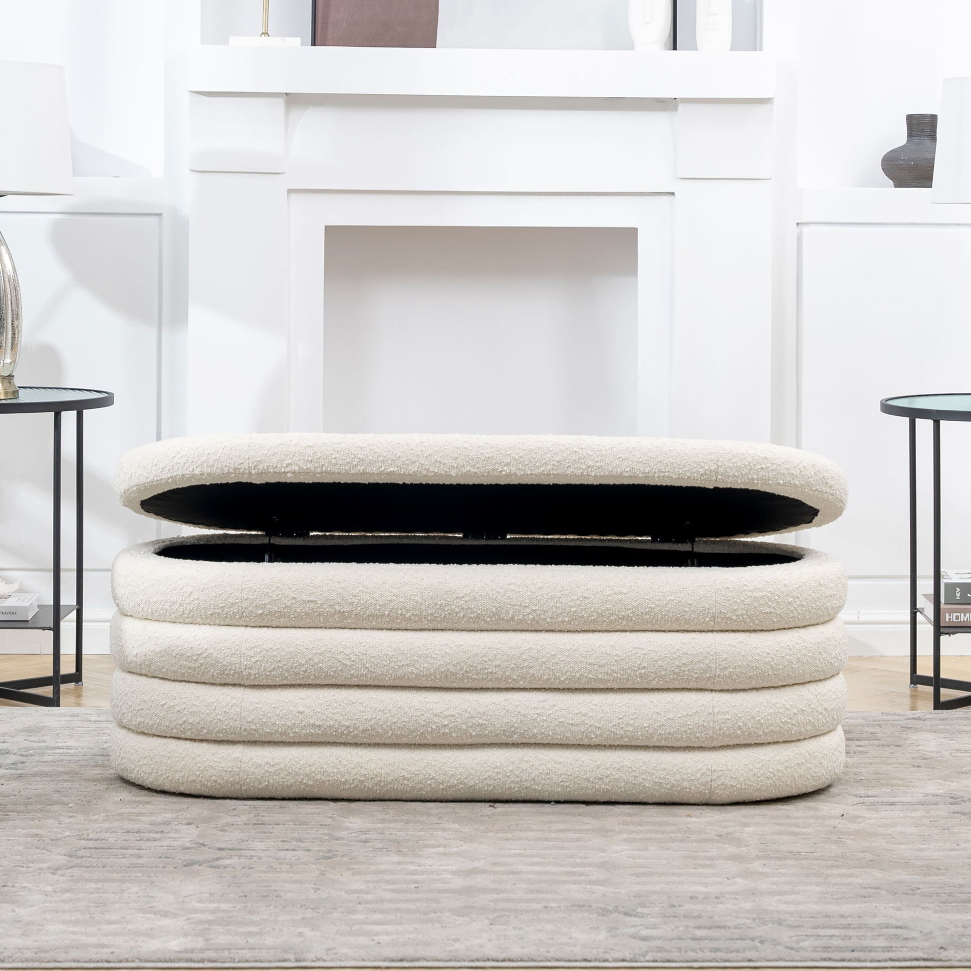 Fuji - Upholstered Oval Storage Bench - The Sleep Loft - Online Mattress Showroom NYC