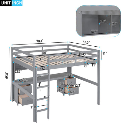 Loft Bed With Desk, Cabinets, Drawers, Charging Station And Bedside Tray - The Sleep Loft - Online Mattress Showroom NYC
