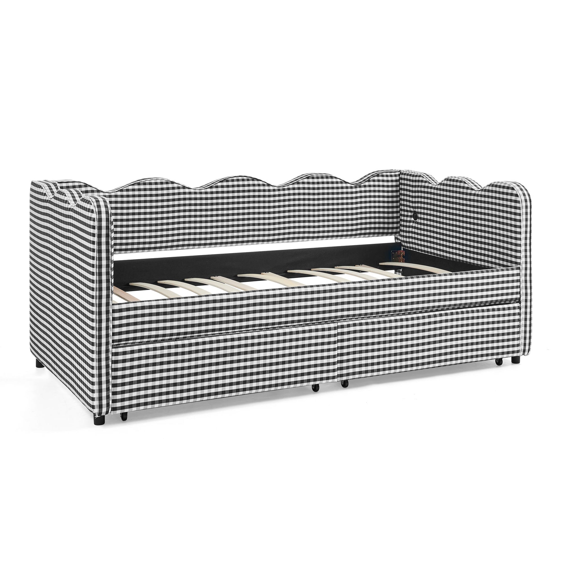 Gingham Daybed With USB Charging Port, Wave-Shaped Design - The Sleep Loft - Online Mattress Showroom NYC