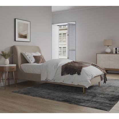 Mid-Century Modern Upholstered Bed With Curved Headboard - The Sleep Loft - Online Mattress Showroom NYC