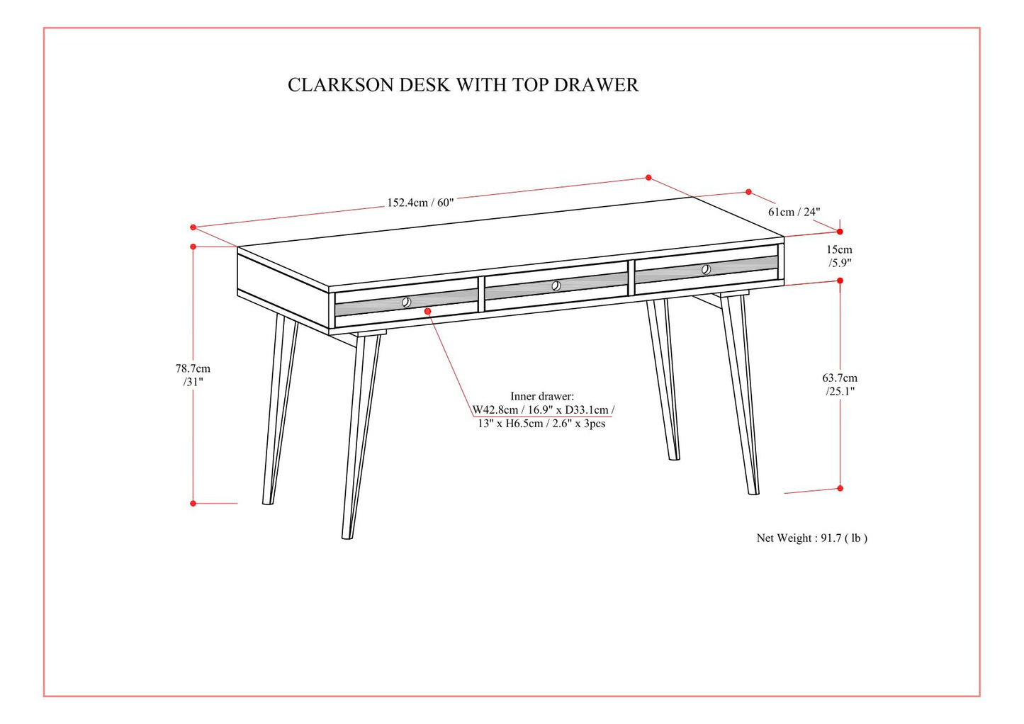 Clarkson - Desk - Rustic Natural Aged Brown - The Sleep Loft - Online Mattress Showroom NYC