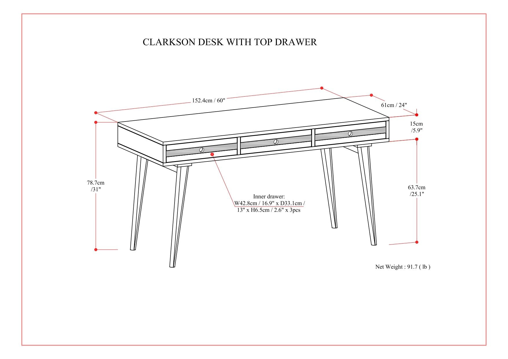 Clarkson - Desk - Rustic Natural Aged Brown - The Sleep Loft - Online Mattress Showroom NYC